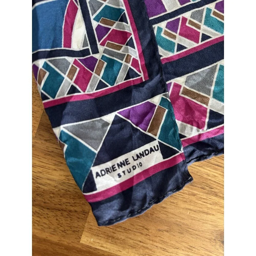 Adrienne Landau Scarf Multicolor Scandi Girl Office Handbag Scarf Abstract Print